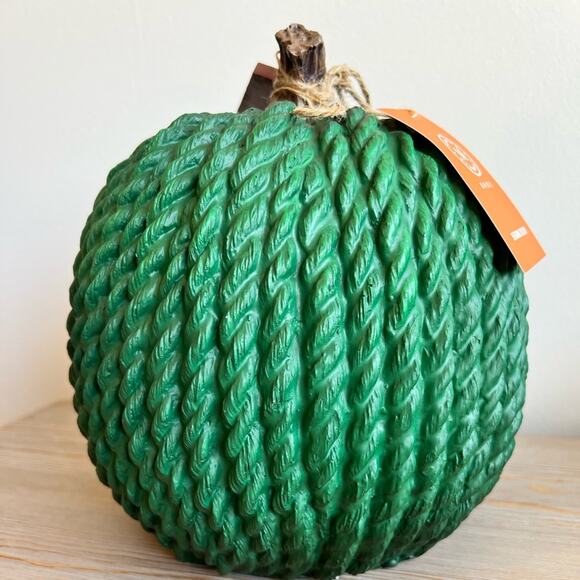 Gorgeous Emerald Green Textured Pumpkin With Hello Fall Tag - NWT - Picture 4 of 5